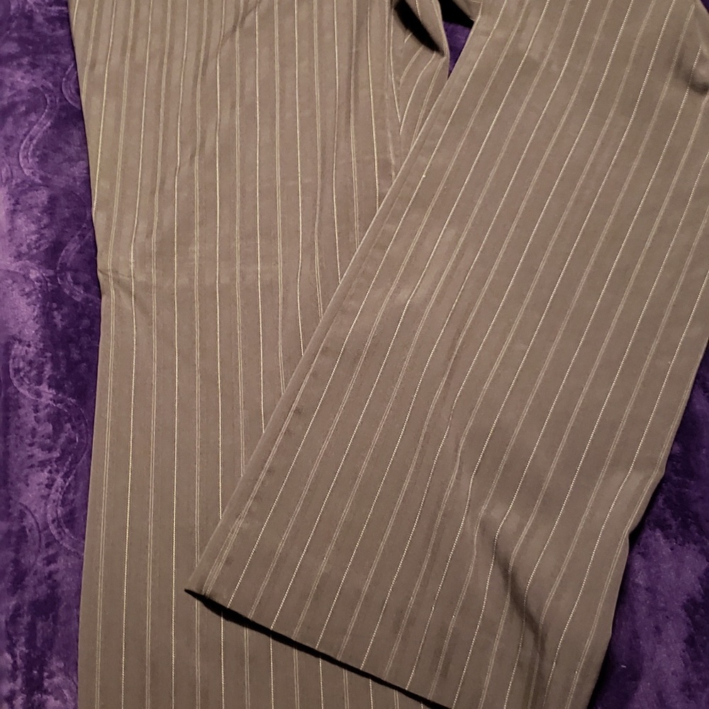 Lds black pinstripe trousers